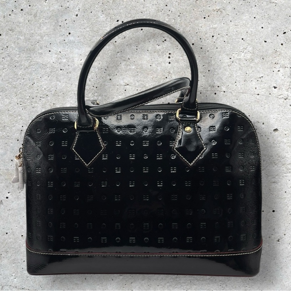 Arcadia Italian Patent Leather Black Satchel GUC - Picture 2 of 16